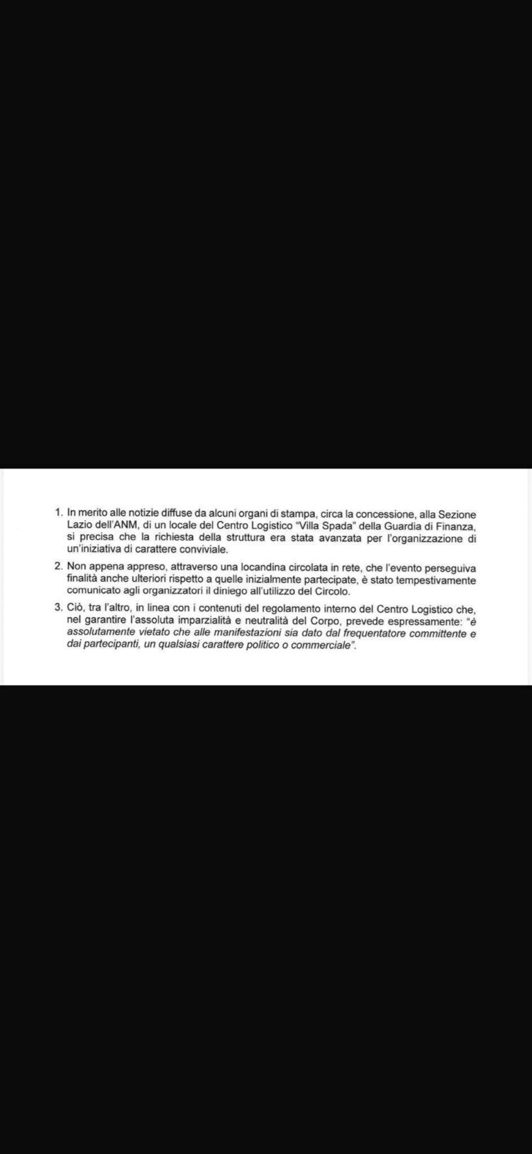 Referendum, Gasparri: “Anm non ha detto la verità è vista negare spazio circolo Gdf”
